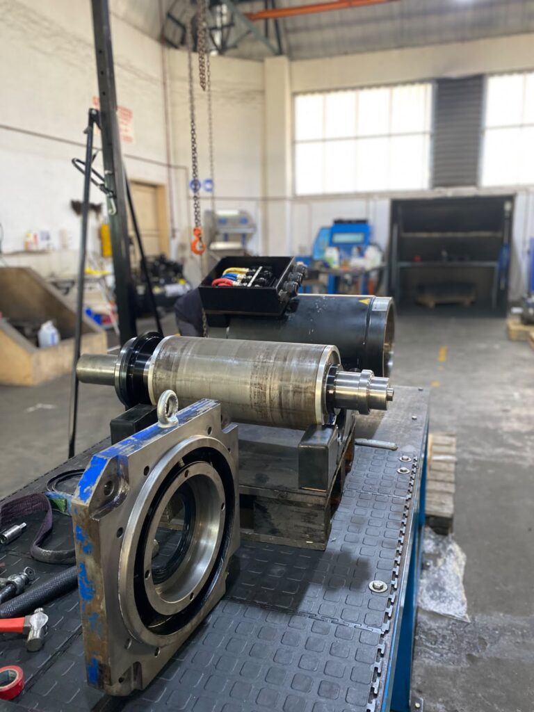 Modrol servo motor rotor and end shield during reassembly